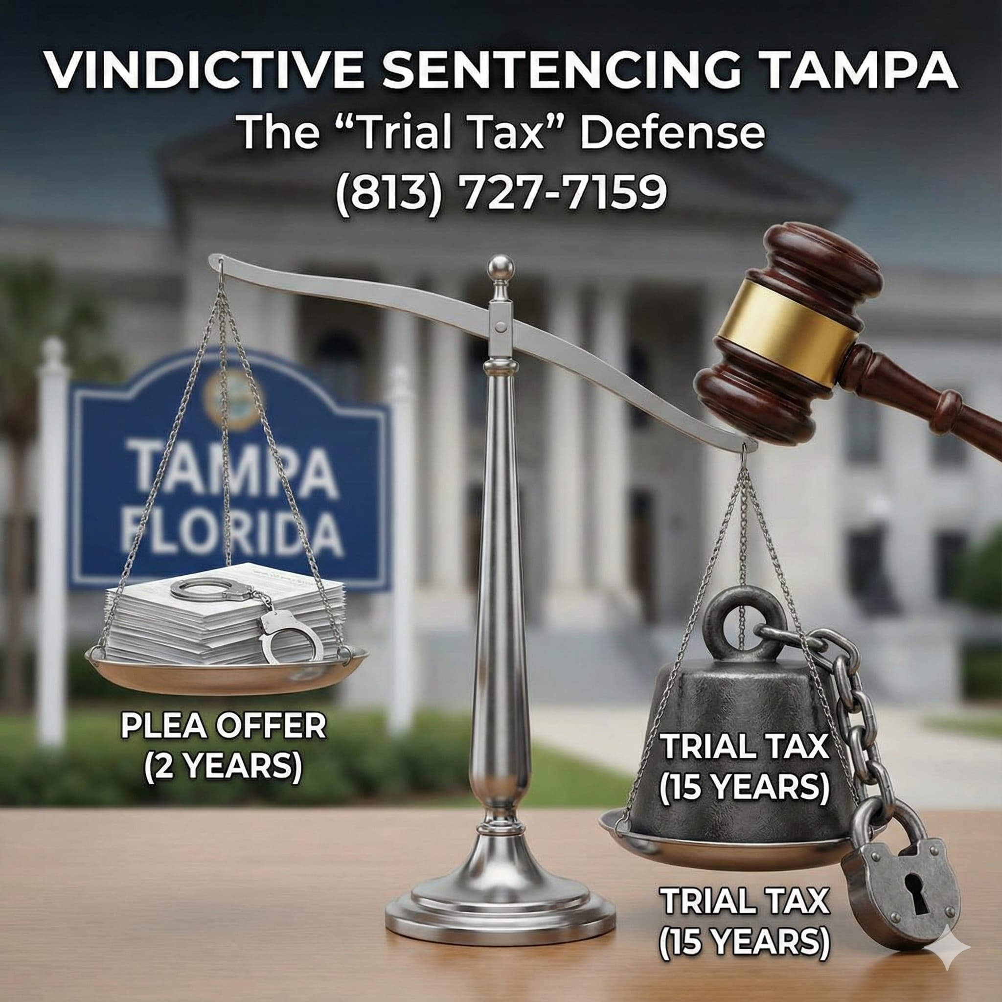 scale of justice with vindictive sentencing indicators