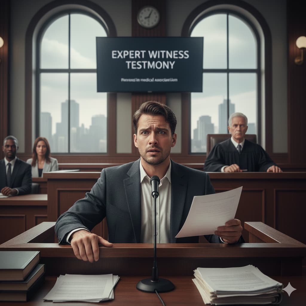 Doctor giving medical testimony before a jury
