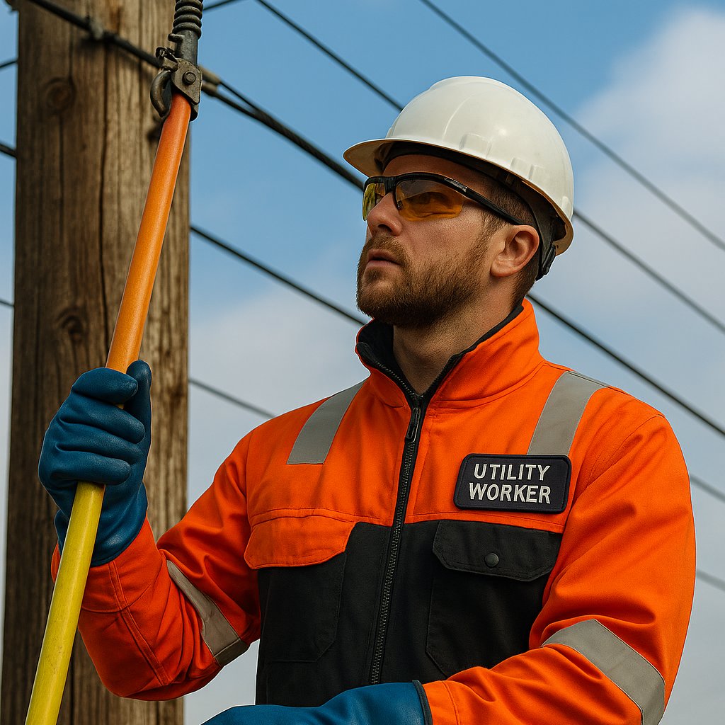 Utility worker on a pole