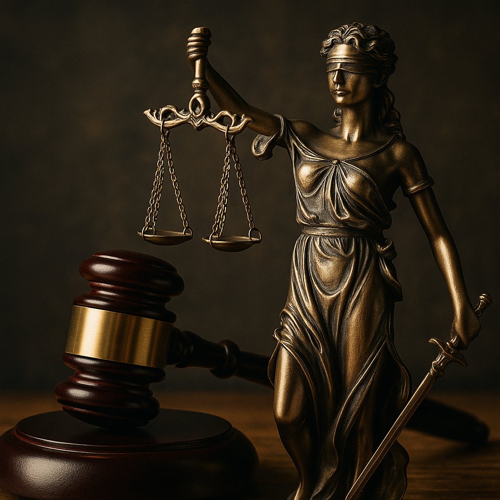 Lady justice and a gavel
