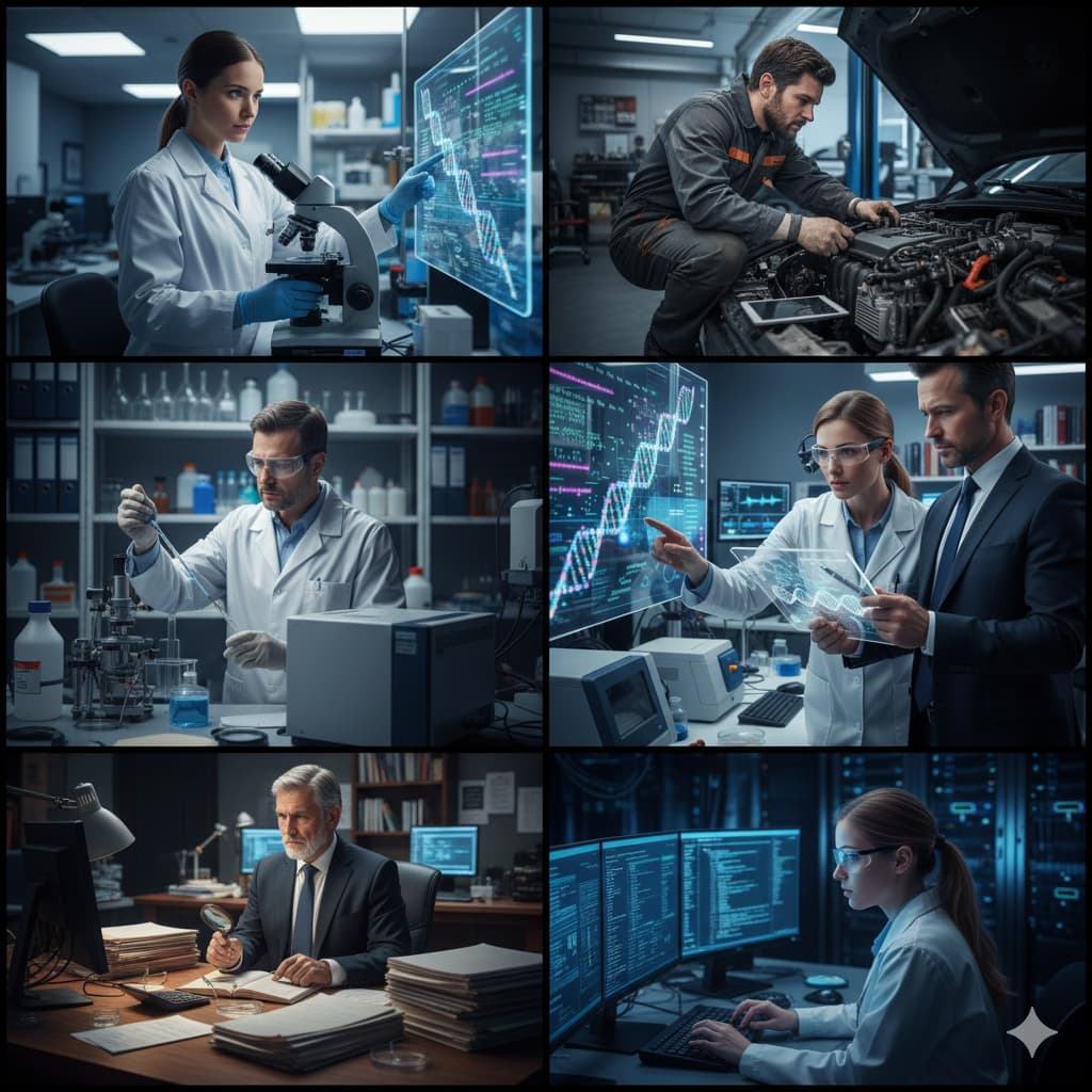 collage of different types of expert witnesses