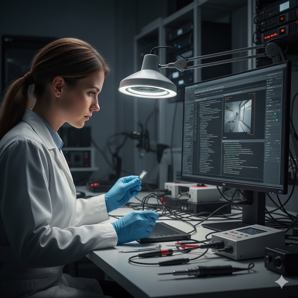 Forensic data expert looking for missing video on a recording device