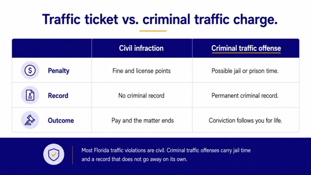 What Separates Criminal Traffic Offenses from Regular Traffic Violations