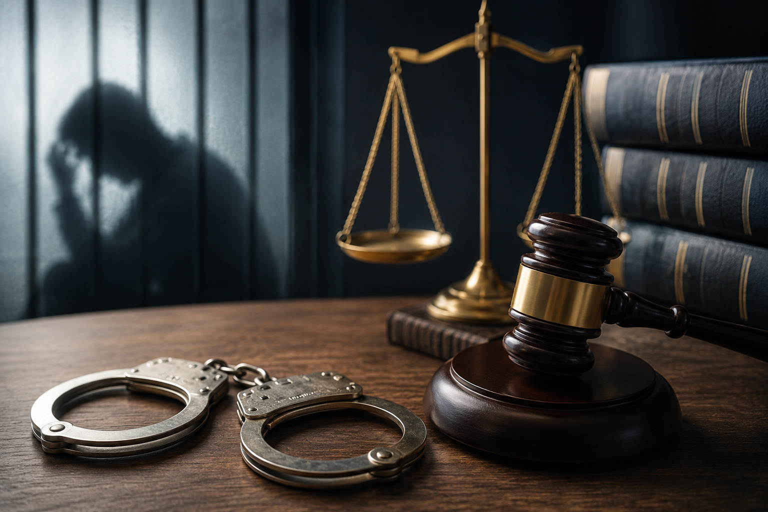 Legal imagery representing sex crime charges in Florida, including a courtroom gavel, law books, and scales of justice.