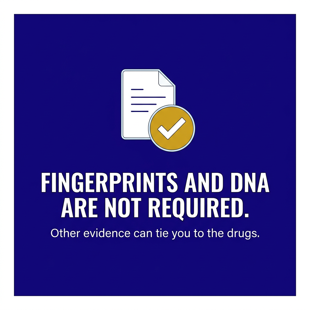 Infographic stating fingerprints and DNA are not required to prove constructive possession in Florida.