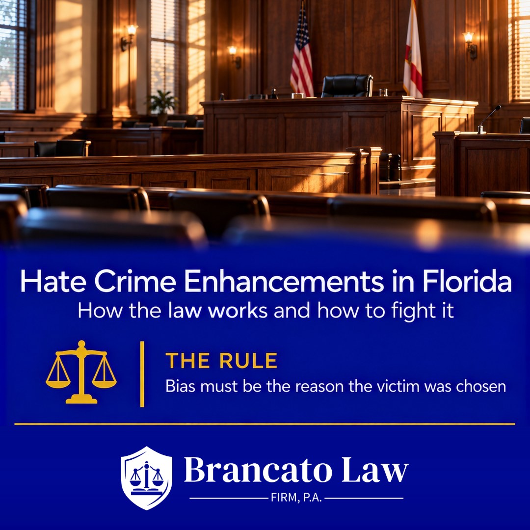 Florida hate crime enhancement under section 775.085: bias must be the reason the victim was chosen, explained by The Brancato Law Firm, P.A. in Tampa