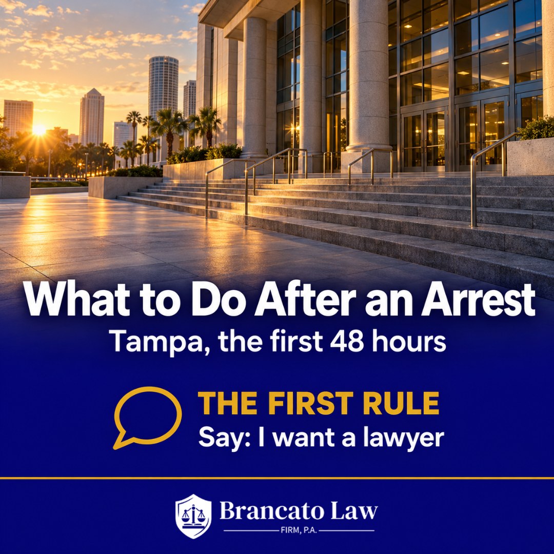 What to do after being arrested in Tampa: say you want a lawyer and stop answering questions, from The Brancato Law Firm, P.A., Tampa criminal defense.